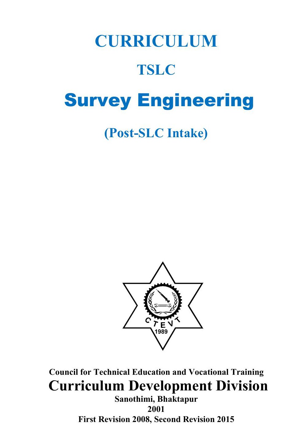 TSLC in Survey engineering Post SLC, 2015